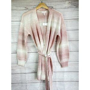 Lauren Conrad Pink & White Shimmery Ombre Open Front Cardigan  Size X-Small Peti